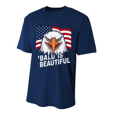 Funny Bald Is Beautiful Independence Day 4th July Eagle Gift Performance Sprint T-Shirt