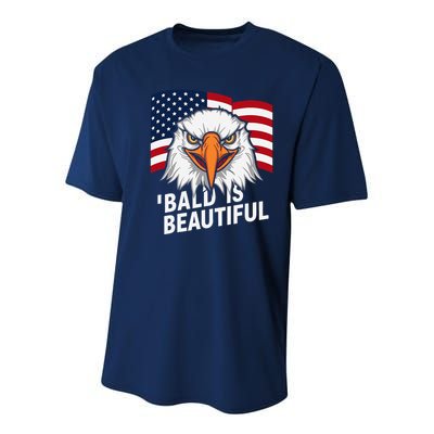 Funny Bald Is Beautiful Independence Day 4th July Eagle Gift Youth Performance Sprint T-Shirt