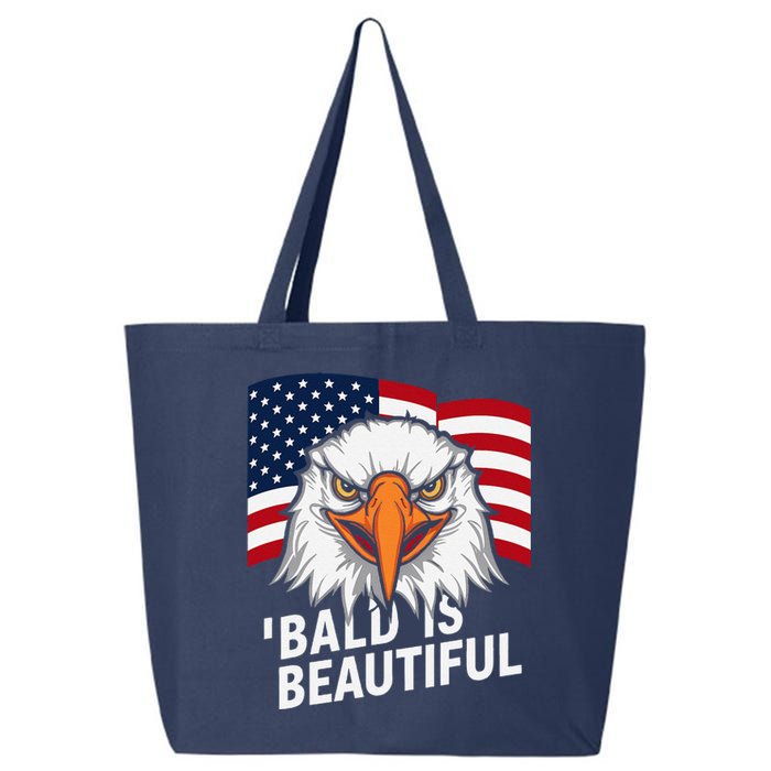 Funny Bald Is Beautiful Independence Day 4th July Eagle Gift 25L Jumbo Tote