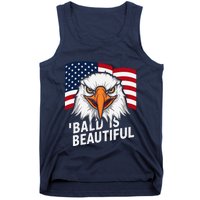 Funny Bald Is Beautiful Independence Day 4th July Eagle Gift Tank Top