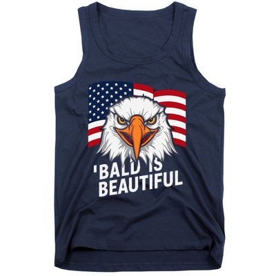 Funny Bald Is Beautiful Independence Day 4th July Eagle Gift Tank Top