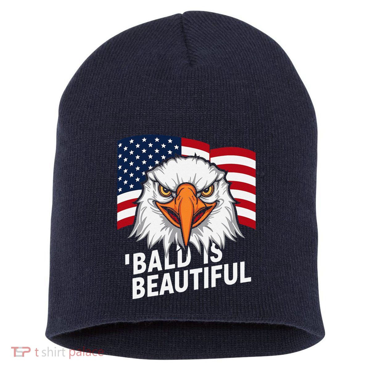 Funny Bald Is Beautiful Independence Day 4th July Eagle Gift Short Acrylic Beanie