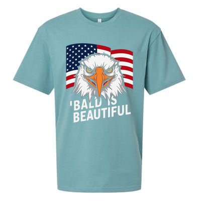 Funny Bald Is Beautiful Independence Day 4th July Eagle Gift Sueded Cloud Jersey T-Shirt