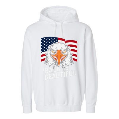 Funny Bald Is Beautiful Independence Day 4th July Eagle Gift Garment-Dyed Fleece Hoodie