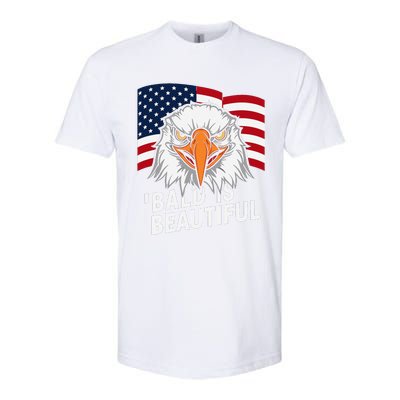 Funny Bald Is Beautiful Independence Day 4th July Eagle Gift Softstyle CVC T-Shirt