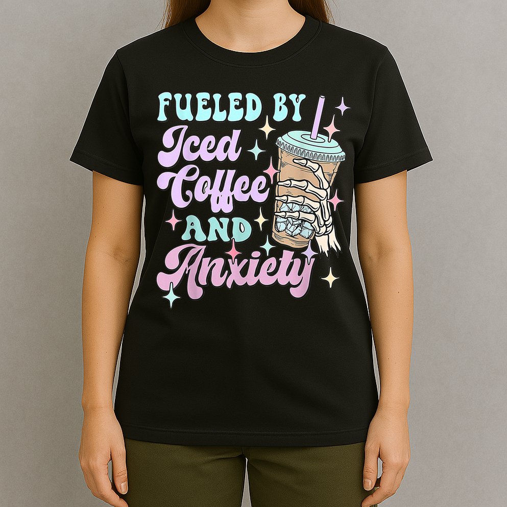 Fueled By Iced Coffee And Anxiety Mental Health Awareness T-Shirt