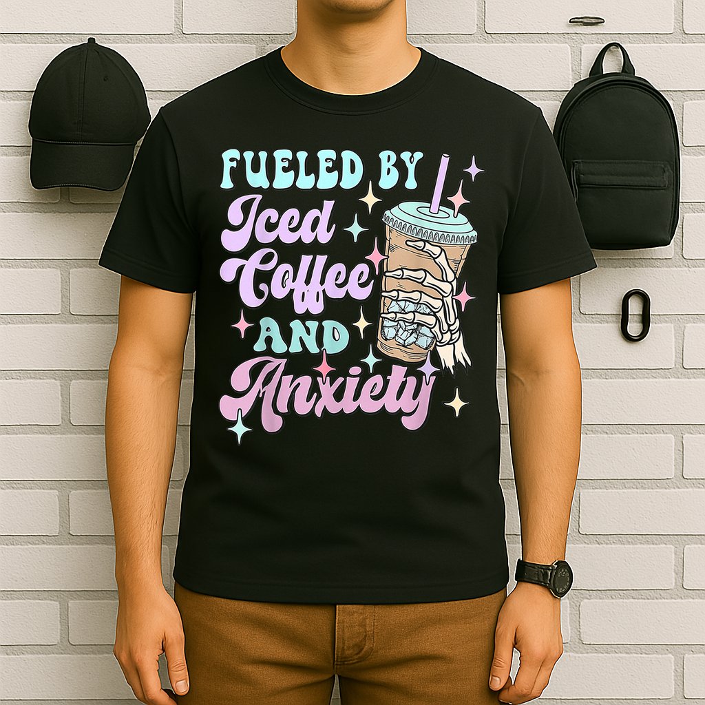 Fueled By Iced Coffee And Anxiety Mental Health Awareness T-Shirt