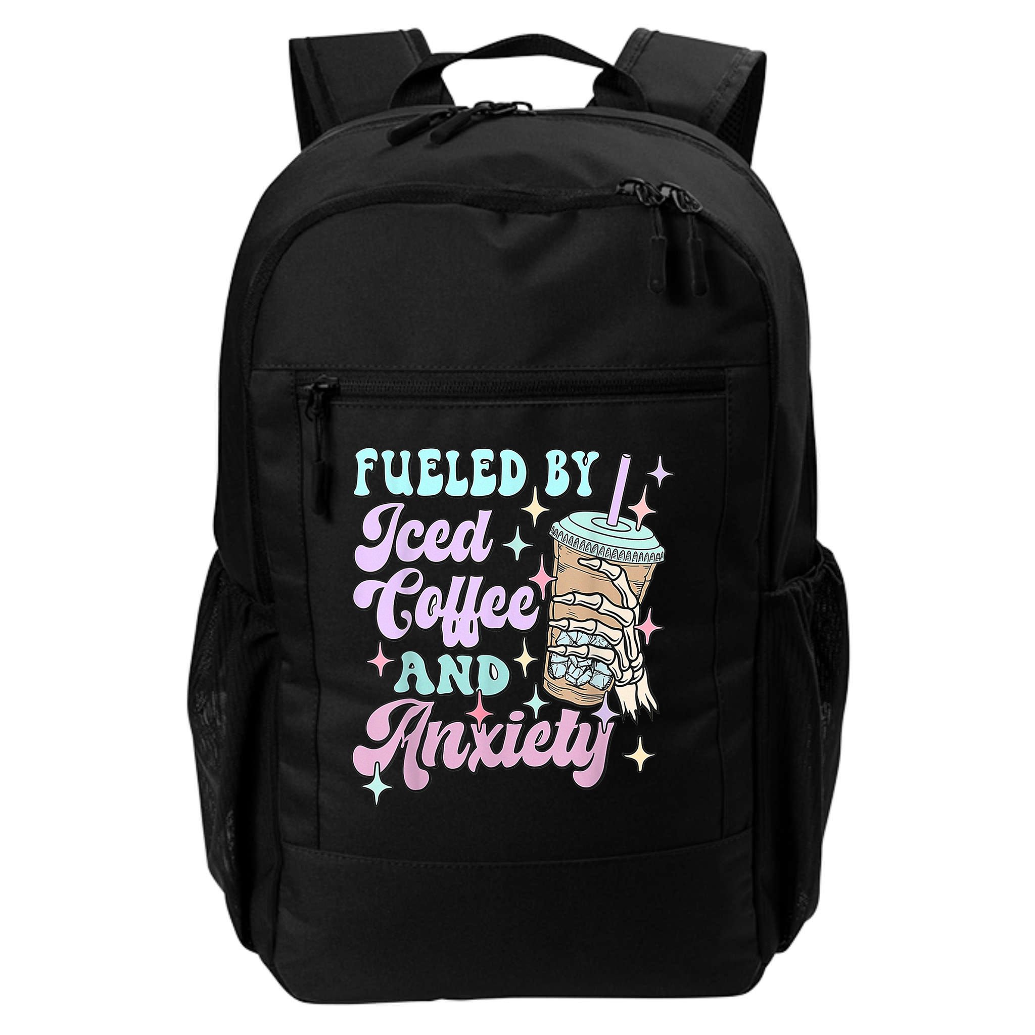 Fueled By Iced Coffee And Anxiety Mental Health Awareness Backpack