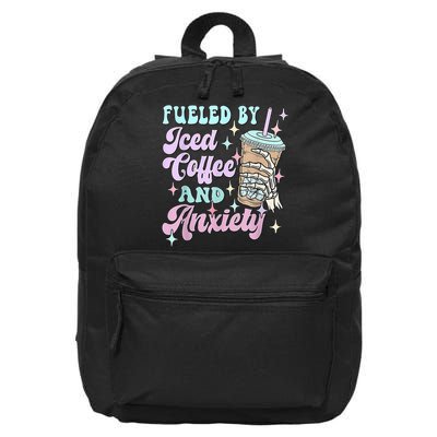 Fueled By Iced Coffee And Anxiety Mental Health Awareness 16 in Basic Backpack