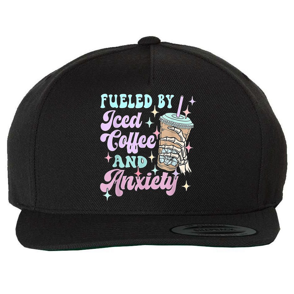 Fueled By Iced Coffee And Anxiety Mental Health Awareness Wool Snapback Cap