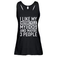 Funny Biker I Like My Motorcycle Dog & Maybe 3 People Ladies Essential Flowy Tank