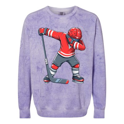 Funny Boy Ice Hockey Dab, Dabbing Player Colorblast Crewneck Sweatshirt