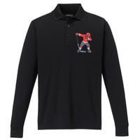 Funny Boy Ice Hockey Dab, Dabbing Player Performance Long Sleeve Polo