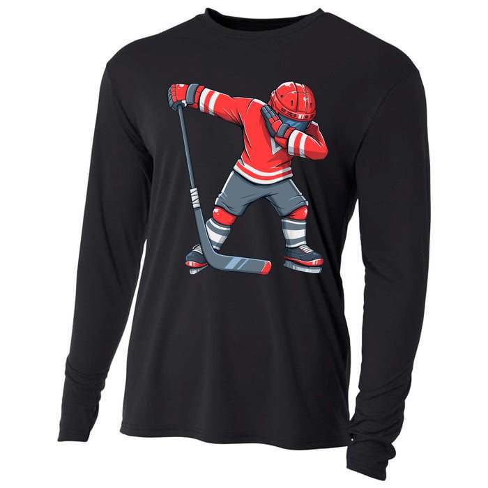 Funny Boy Ice Hockey Dab, Dabbing Player Cooling Performance Long Sleeve Crew