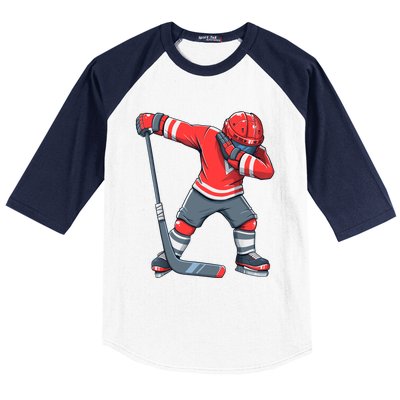 Funny Boy Ice Hockey Dab, Dabbing Player Baseball Sleeve Shirt