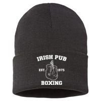 Funny Boxing Irish Pub Sport Happy Saint Patricks Day Sustainable Knit Beanie