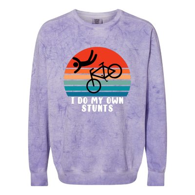 Funny Bike I Do My Own Stunts Cycling Colorblast Crewneck Sweatshirt