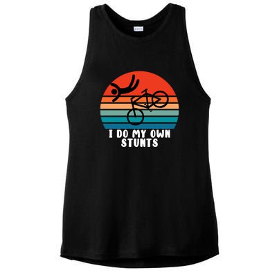 Funny Bike I Do My Own Stunts Cycling Ladies PosiCharge Tri-Blend Wicking Tank