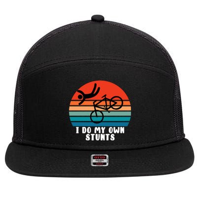 Funny Bike I Do My Own Stunts Cycling 7 Panel Mesh Trucker Snapback Hat