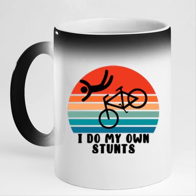 Funny Bike I Do My Own Stunts Cycling 11oz Black Color Changing Mug