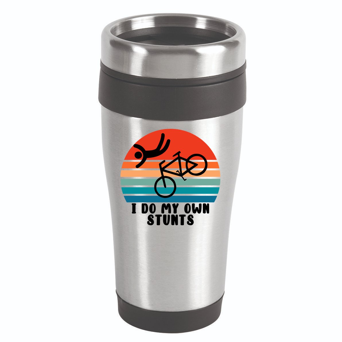 Funny Bike I Do My Own Stunts Cycling 16oz Travel Tumbler