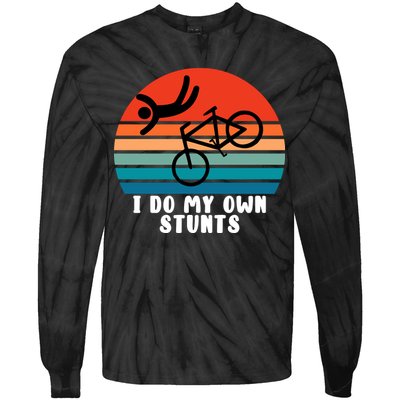 Funny Bike I Do My Own Stunts Cycling Tie-Dye Long Sleeve Shirt