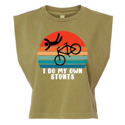 Funny Bike I Do My Own Stunts Cycling Garment-Dyed Women's Muscle Tee