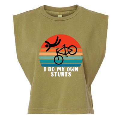 Funny Bike I Do My Own Stunts Cycling Garment-Dyed Women's Muscle Tee