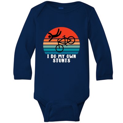 Funny Bike I Do My Own Stunts Cycling Baby Long Sleeve Bodysuit