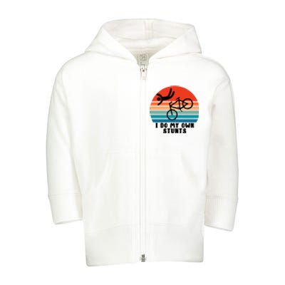 Funny Bike I Do My Own Stunts Cycling Toddler Zip Fleece Hoodie