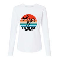 Funny Bike I Do My Own Stunts Cycling Womens Cotton Relaxed Long Sleeve T-Shirt