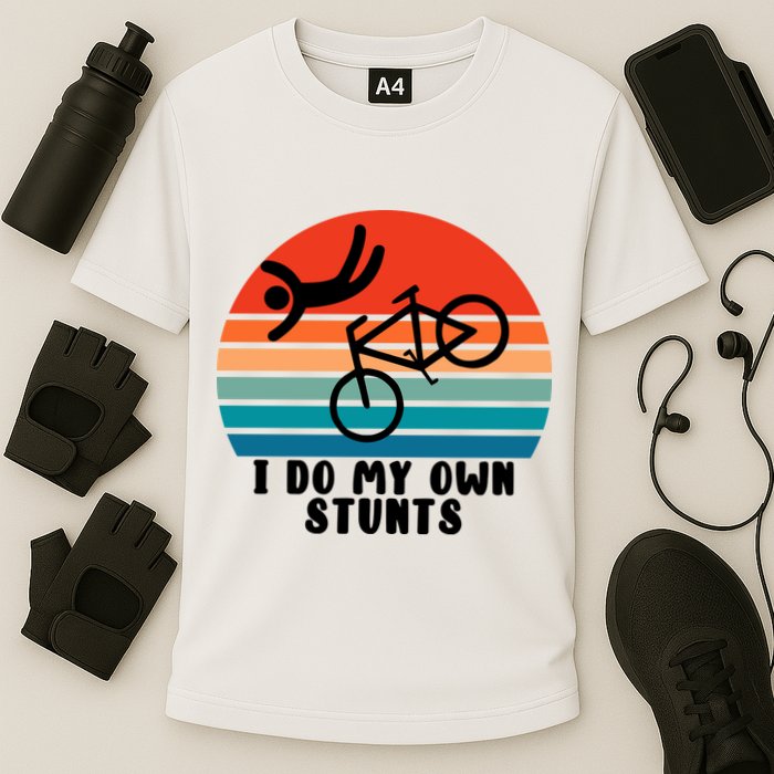 Funny Bike I Do My Own Stunts Cycling Cooling Performance Crew T-Shirt