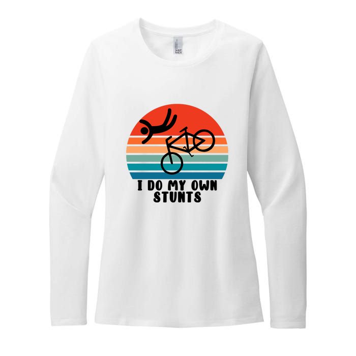 Funny Bike I Do My Own Stunts Cycling Womens CVC Long Sleeve Shirt