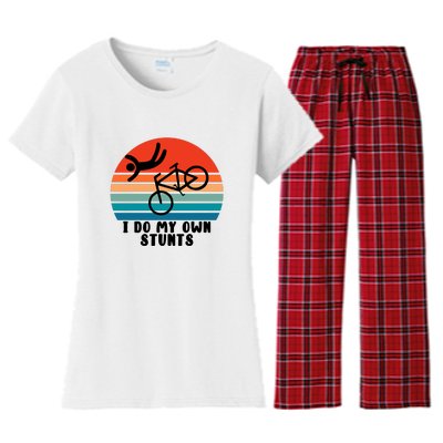 Funny Bike I Do My Own Stunts Cycling Women's Flannel Pajama Set