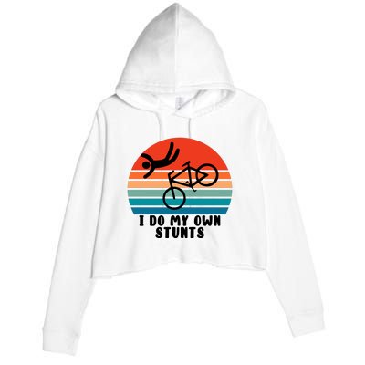 Funny Bike I Do My Own Stunts Cycling Crop Fleece Hoodie