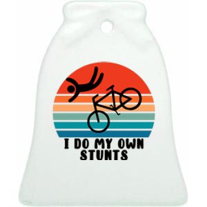 Funny Bike I Do My Own Stunts Cycling Ceramic Bell Ornament