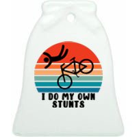 Funny Bike I Do My Own Stunts Cycling Ceramic Bell Ornament