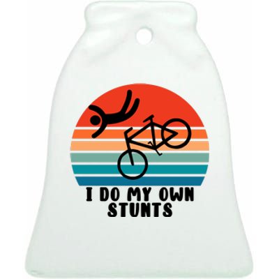 Funny Bike I Do My Own Stunts Cycling Ceramic Bell Ornament