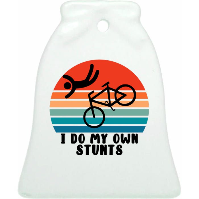 Funny Bike I Do My Own Stunts Cycling Ceramic Bell Ornament