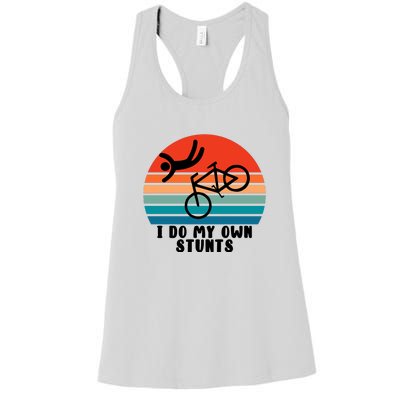 Funny Bike I Do My Own Stunts Cycling Women's Racerback Tank