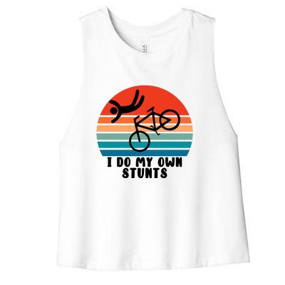 Funny Bike I Do My Own Stunts Cycling Women's Racerback Cropped Tank