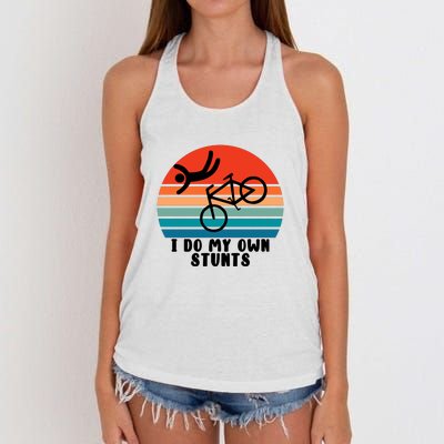 Funny Bike I Do My Own Stunts Cycling Women's Knotted Racerback Tank