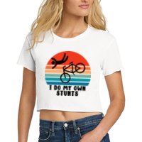 Funny Bike I Do My Own Stunts Cycling Women's Crop Top Tee