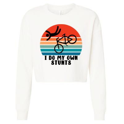 Funny Bike I Do My Own Stunts Cycling Cropped Pullover Crew