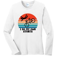 Funny Bike I Do My Own Stunts Cycling Ladies Long Sleeve Shirt