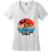 Funny Bike I Do My Own Stunts Cycling Women's V-Neck T-Shirt