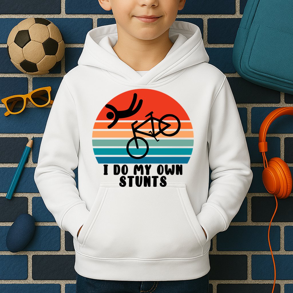 Funny Bike I Do My Own Stunts Cycling Kids Hoodie