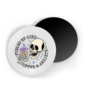 Fueled By Iced Coffee And Anxiety Skull Coffee Lover Magnet