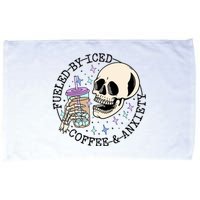 Fueled By Iced Coffee And Anxiety Skull Coffee Lover Microfiber Hand Towel