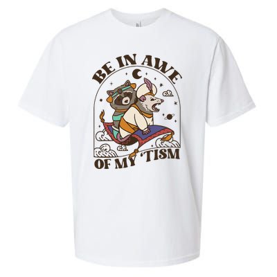 Funny Be In Awe Of My Tism Raccoon Possum Sueded Cloud Jersey T-Shirt